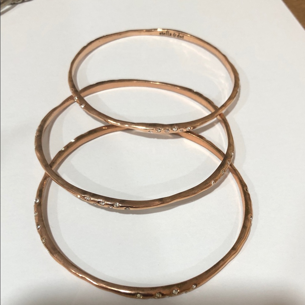 Stella & Dot Rose Gold Bangles with Crystal Details